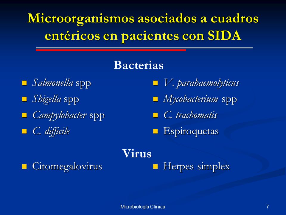 Microorganismos asociados a cuadros entéricos en pacientes con SIDA