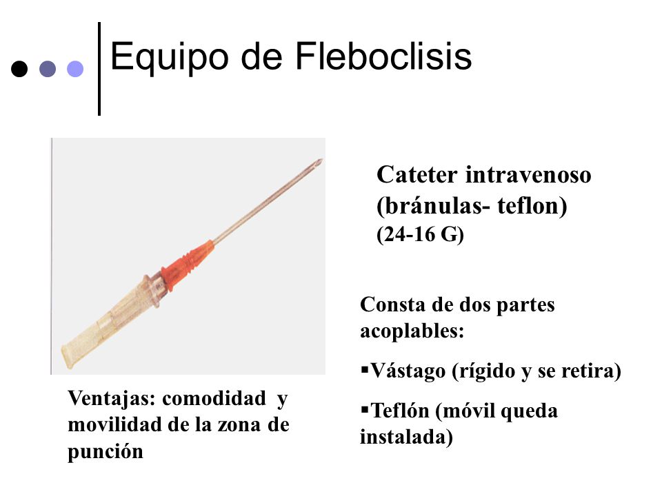 Equipo de Fleboclisis Cateter intravenoso (bránulas- teflon) (24-16 G)