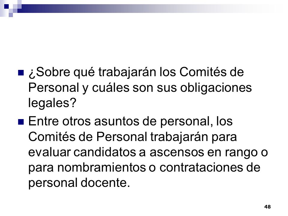 ¿Sobre qué trabajarán los Comités de Personal y cuáles son sus obligaciones legales