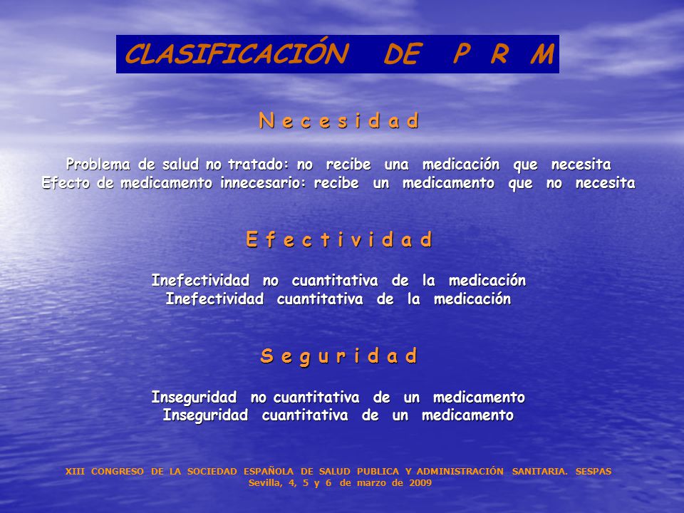 CLASIFICACIÓN DE P R M N e c e s i d a d E f e c t i v i d a d