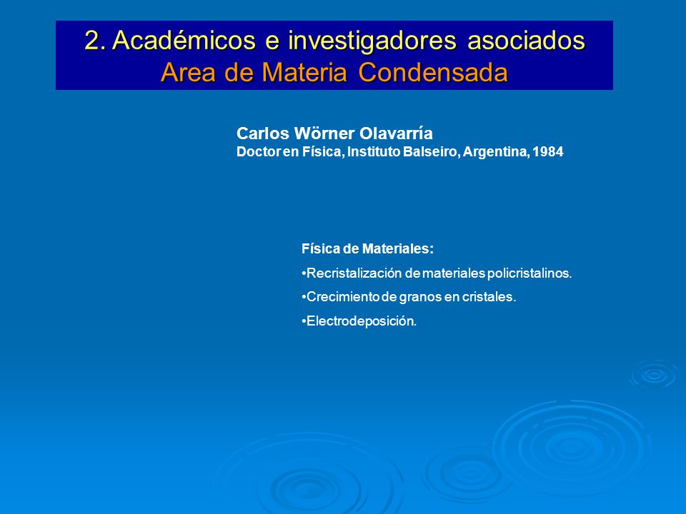 2. Académicos e investigadores asociados Area de Materia Condensada