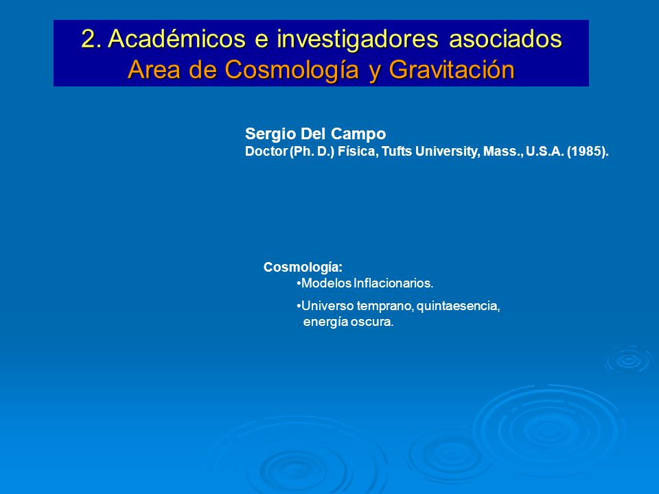 2. Académicos e investigadores asociados Area de Cosmología y Gravitación
