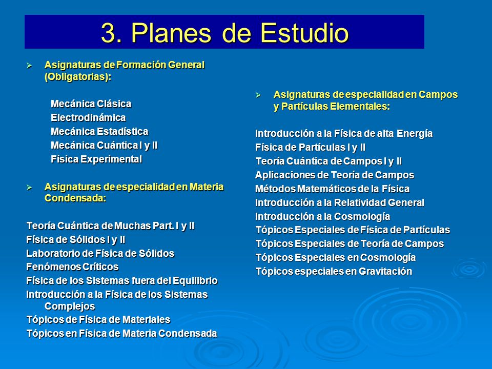 3. Planes de Estudio Asignaturas de Formación General (Obligatorias):