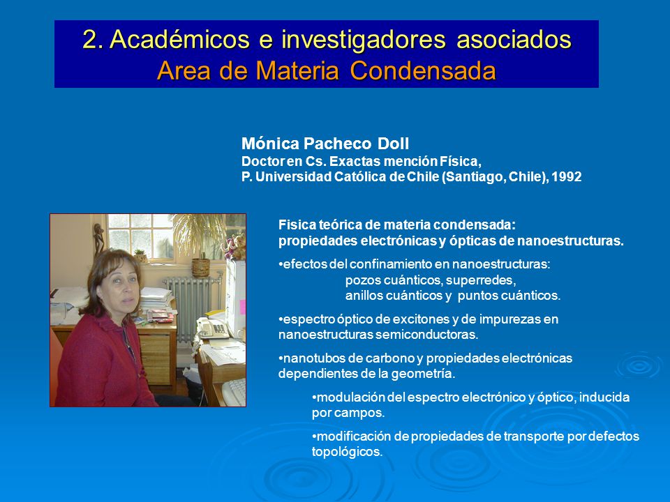 2. Académicos e investigadores asociados Area de Materia Condensada