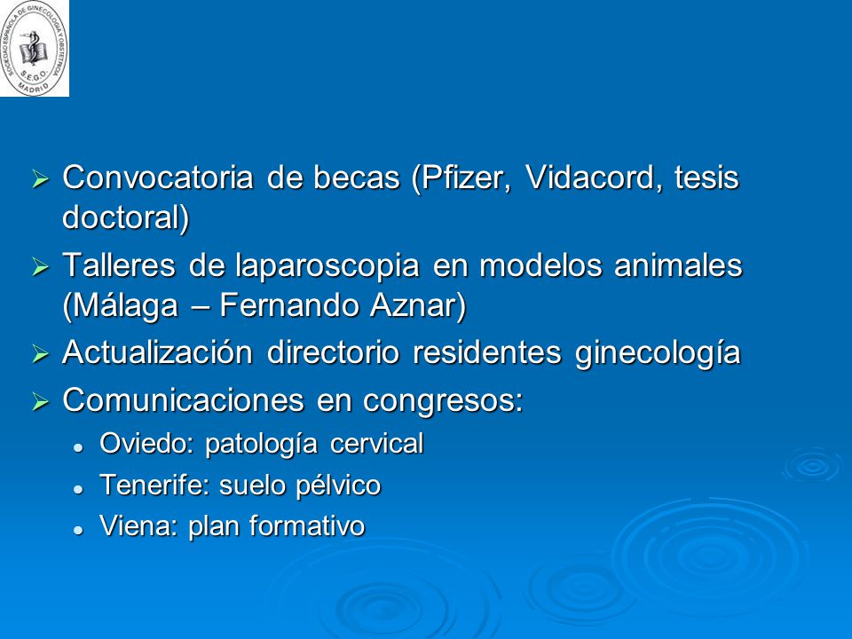 Convocatoria de becas (Pfizer, Vidacord, tesis doctoral)