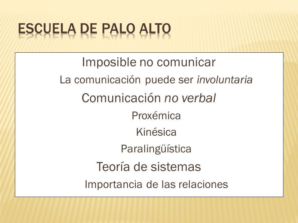 Escuela de Palo Alto Imposible no comunicar Comunicación no verbal