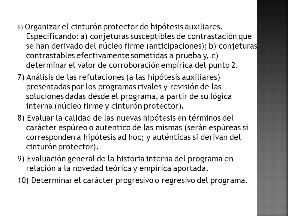 10) Determinar el carácter progresivo o regresivo del programa.
