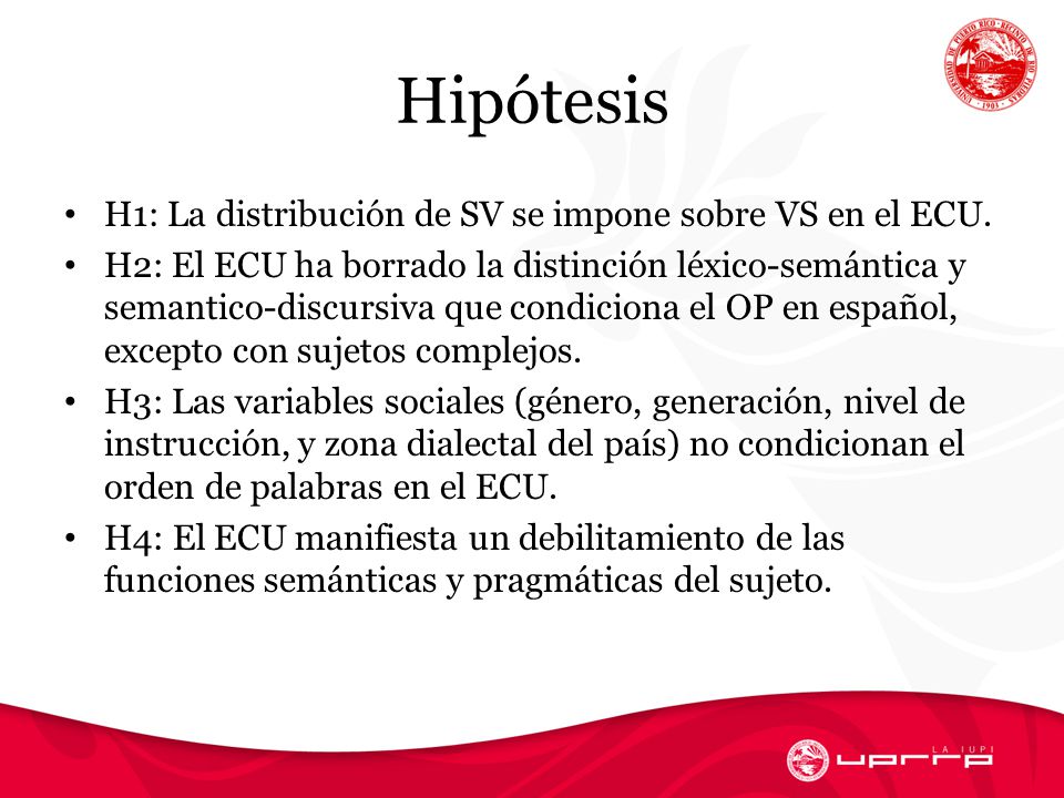 Hipótesis H1: La distribución de SV se impone sobre VS en el ECU.