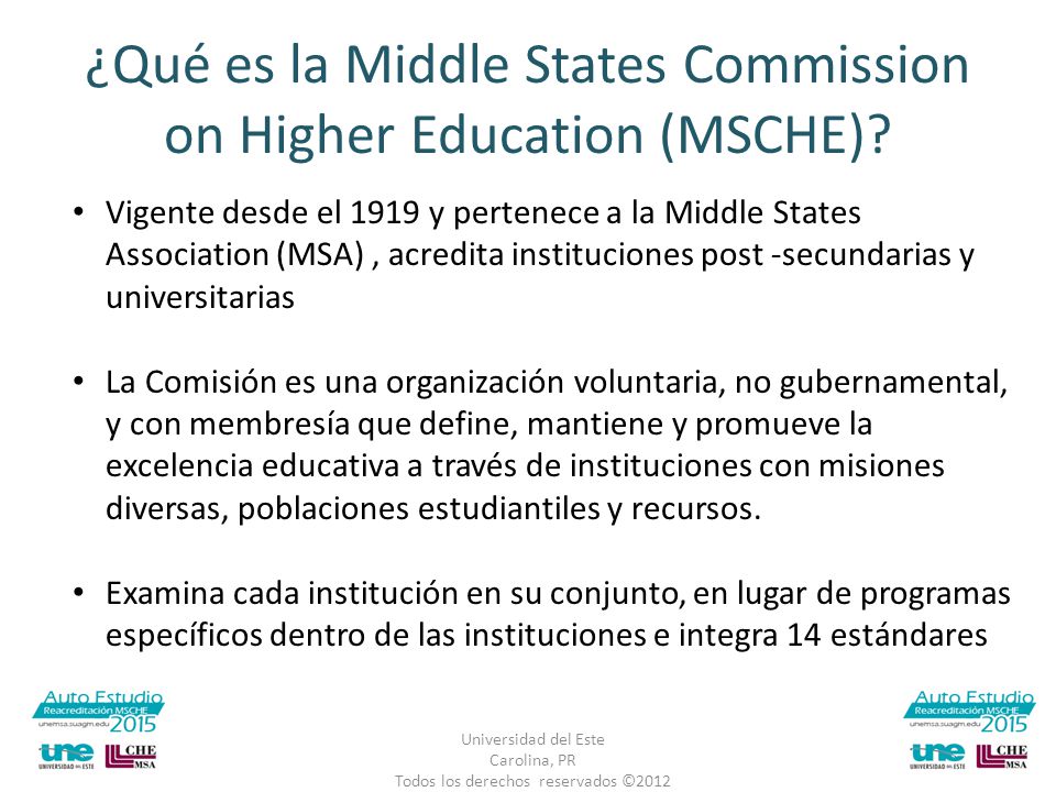 ¿Qué es la Middle States Commission on Higher Education (MSCHE)