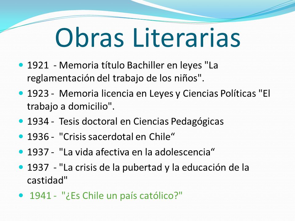 Obras Literarias Memoria título Bachiller en leyes La reglamentación del trabajo de los niños .