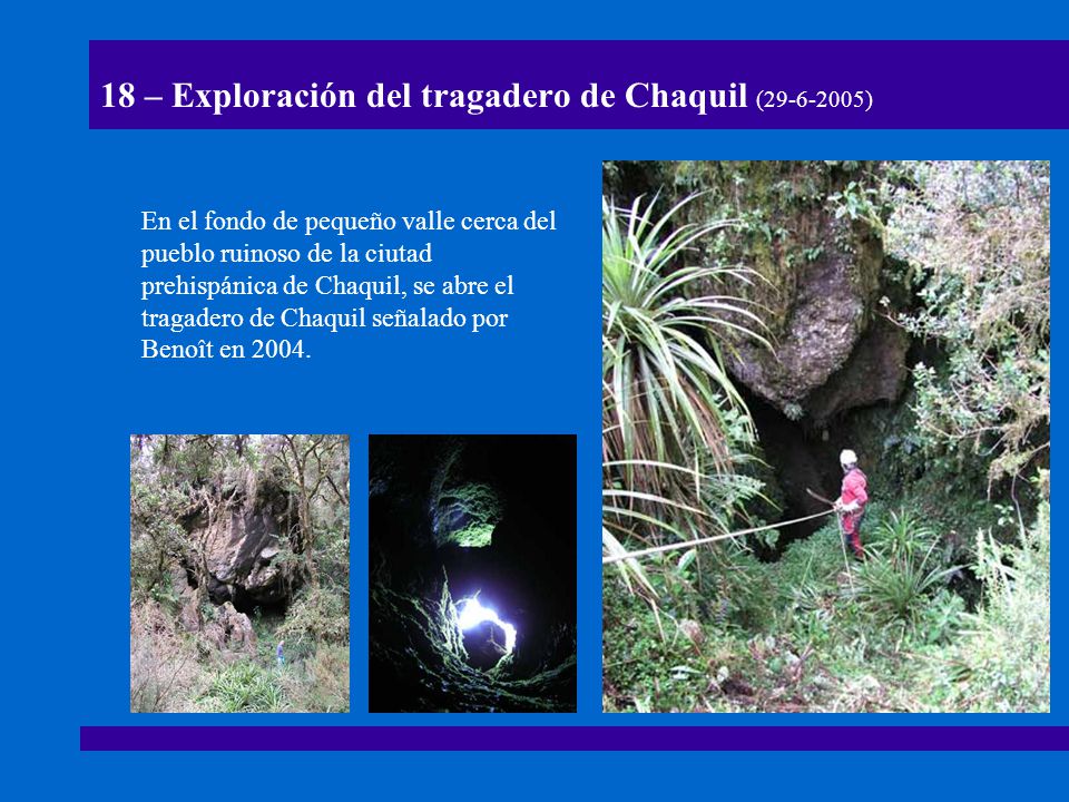 18 – Exploración del tragadero de Chaquil ( )