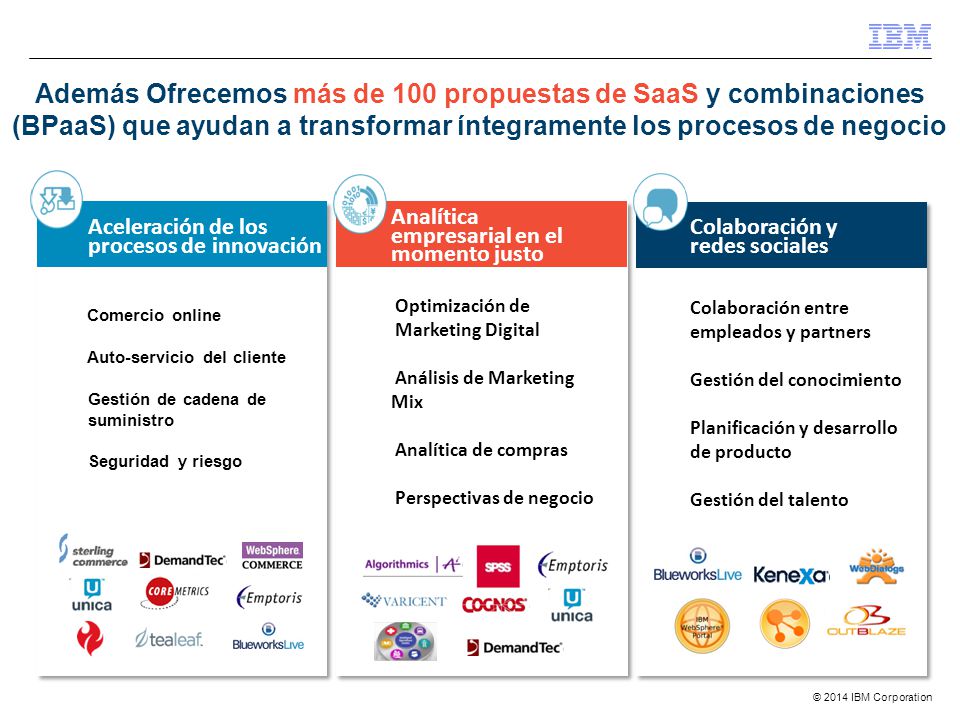 Además Ofrecemos más de 100 propuestas de SaaS y combinaciones (BPaaS) que ayudan a transformar íntegramente los procesos de negocio