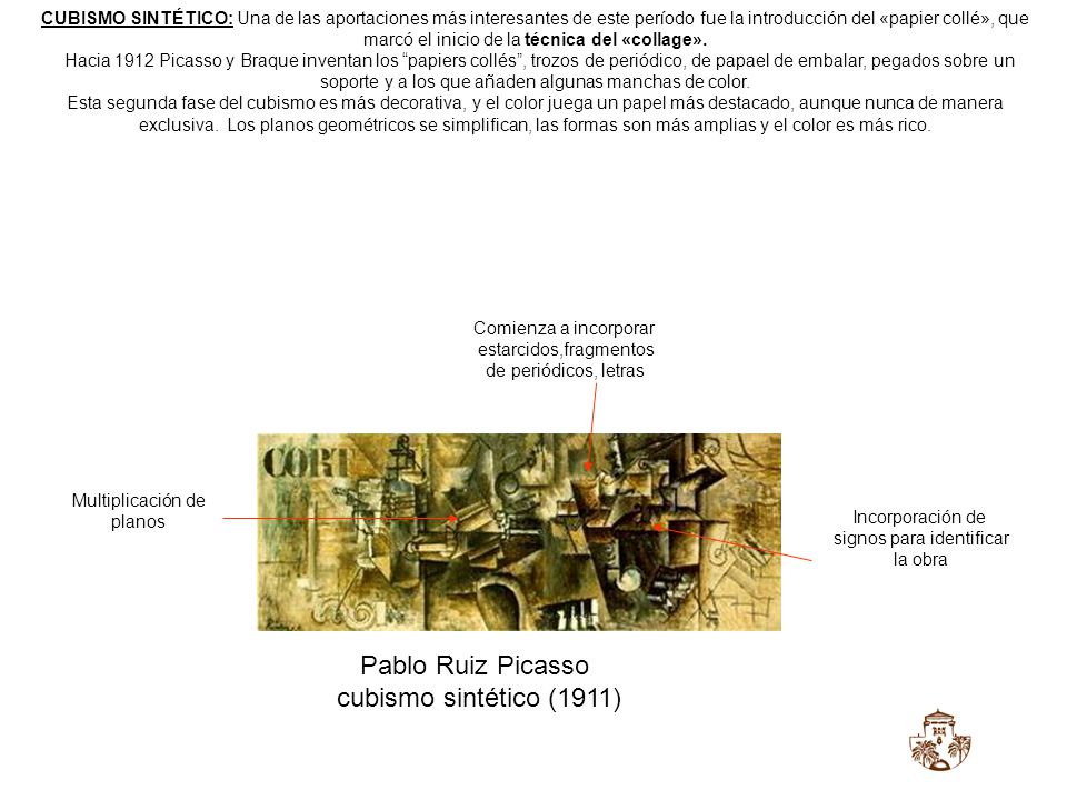 Pablo Ruiz Picasso cubismo sintético (1911)
