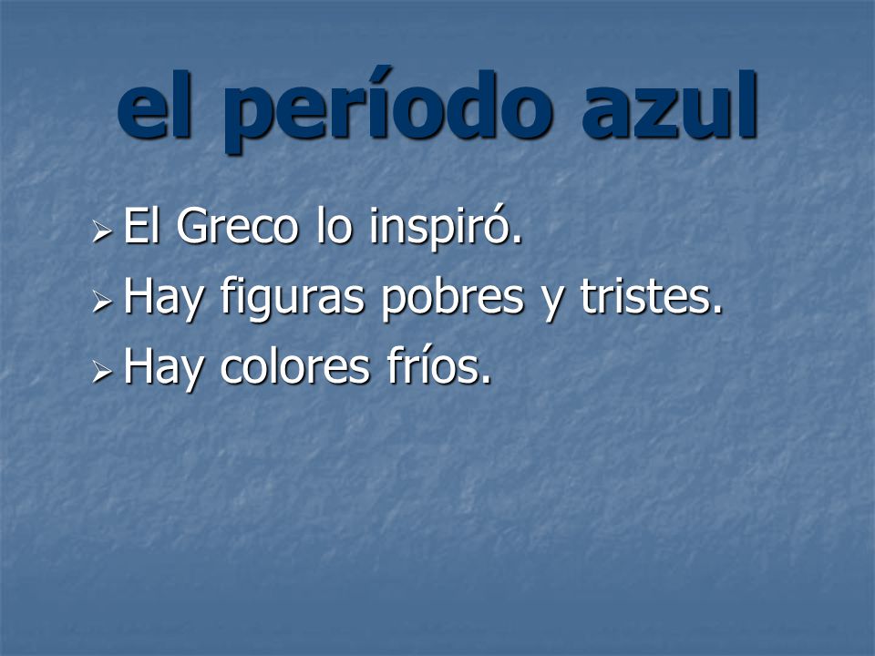 el período azul El Greco lo inspiró. Hay figuras pobres y tristes.