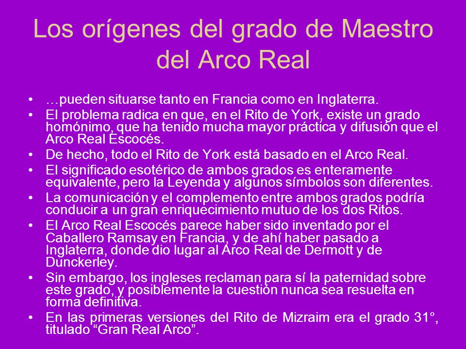 Los orígenes del grado de Maestro del Arco Real