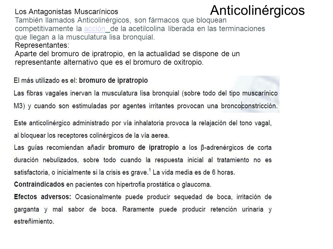 Anticolinérgicos Los Antagonistas Muscarínicos