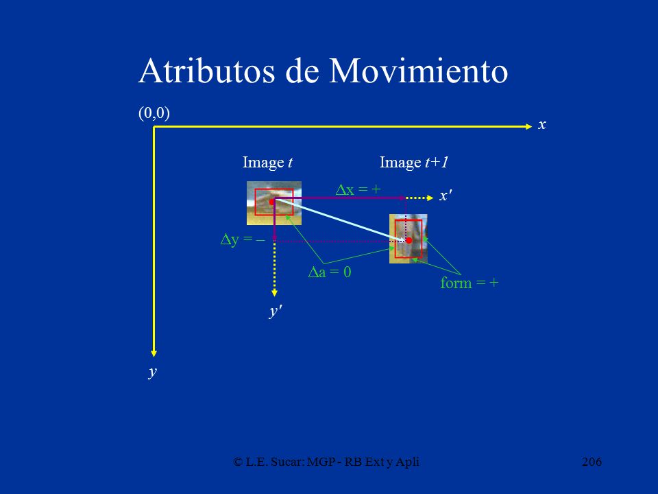 . . Atributos de Movimiento (0,0) x Image t Image t+1 x = + x y = –