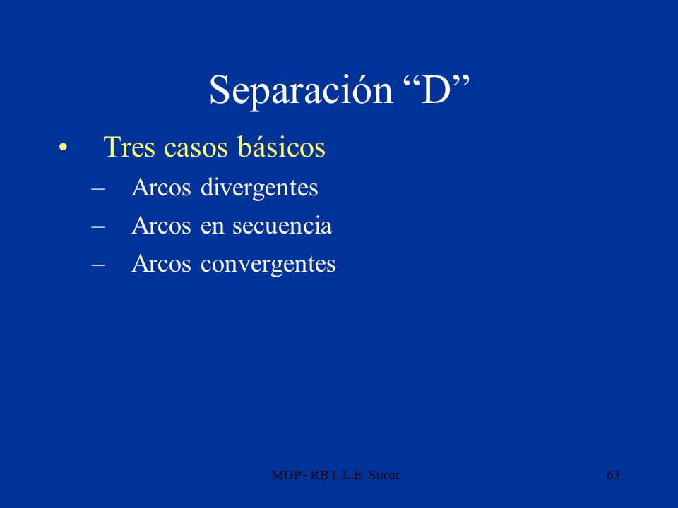 Separación D Tres casos básicos Arcos divergentes Arcos en secuencia