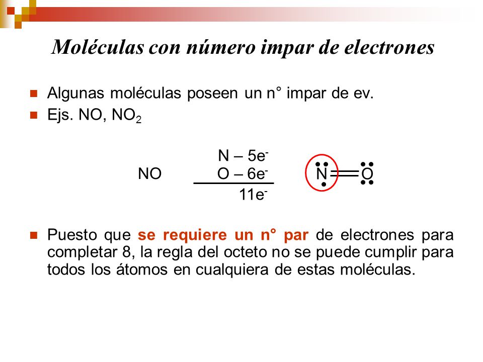 Moléculas con número impar de electrones