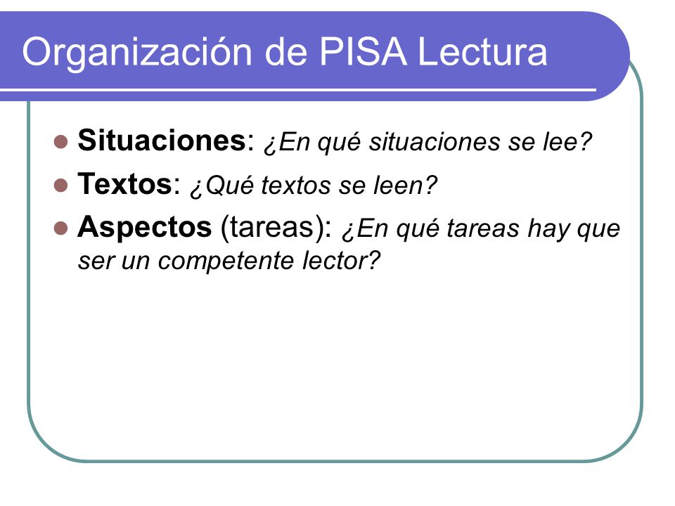 Organización de PISA Lectura