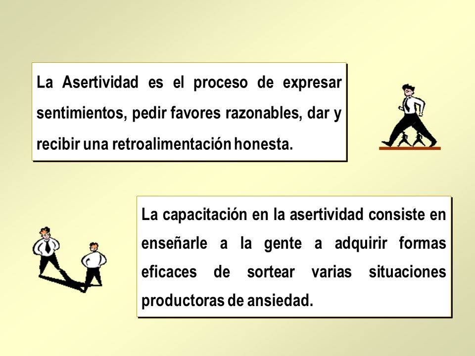 La Asertividad es el proceso de expresar sentimientos, pedir favores razonables, dar y recibir una retroalimentación honesta.