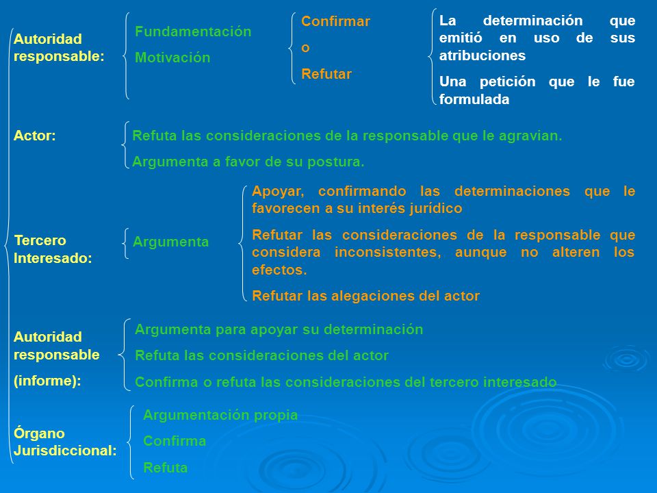 Confirmar o. Refutar. La determinación que emitió en uso de sus atribuciones. Una petición que le fue formulada.