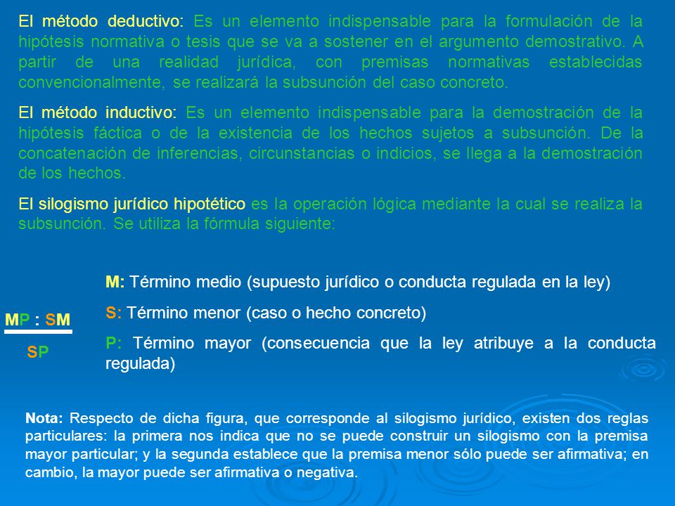 M: Término medio (supuesto jurídico o conducta regulada en la ley)