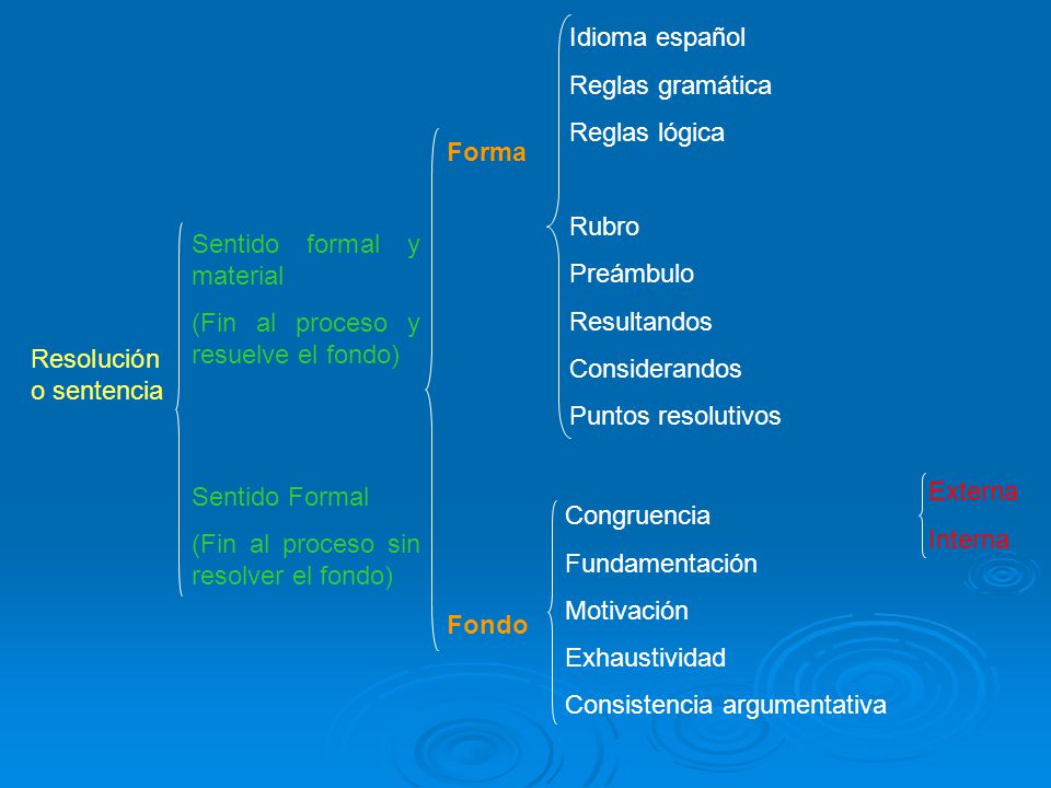 Idioma español Reglas gramática. Reglas lógica. Rubro. Preámbulo. Resultandos. Considerandos. Puntos resolutivos.