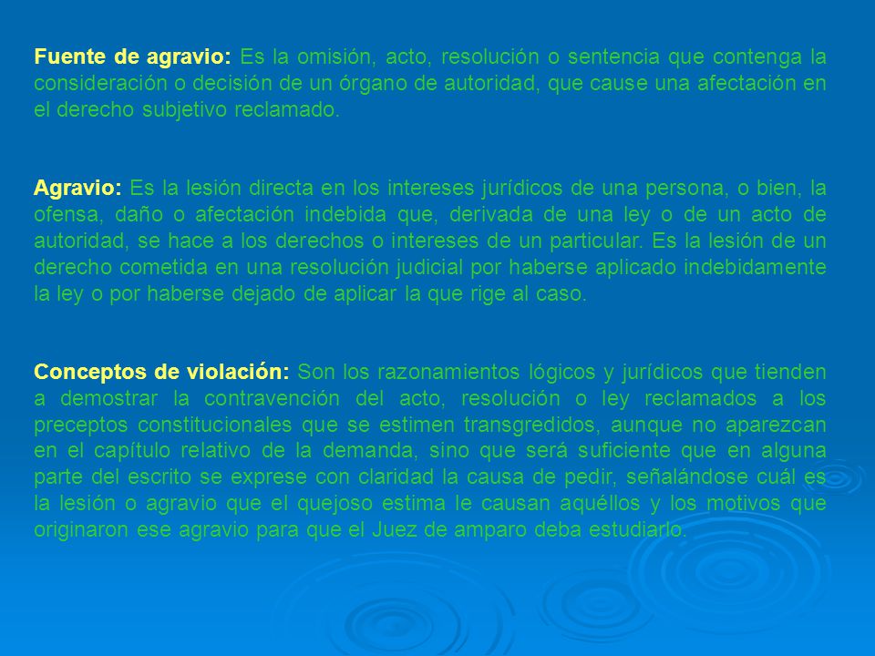 Fuente de agravio: Es la omisión, acto, resolución o sentencia que contenga la consideración o decisión de un órgano de autoridad, que cause una afectación en el derecho subjetivo reclamado.