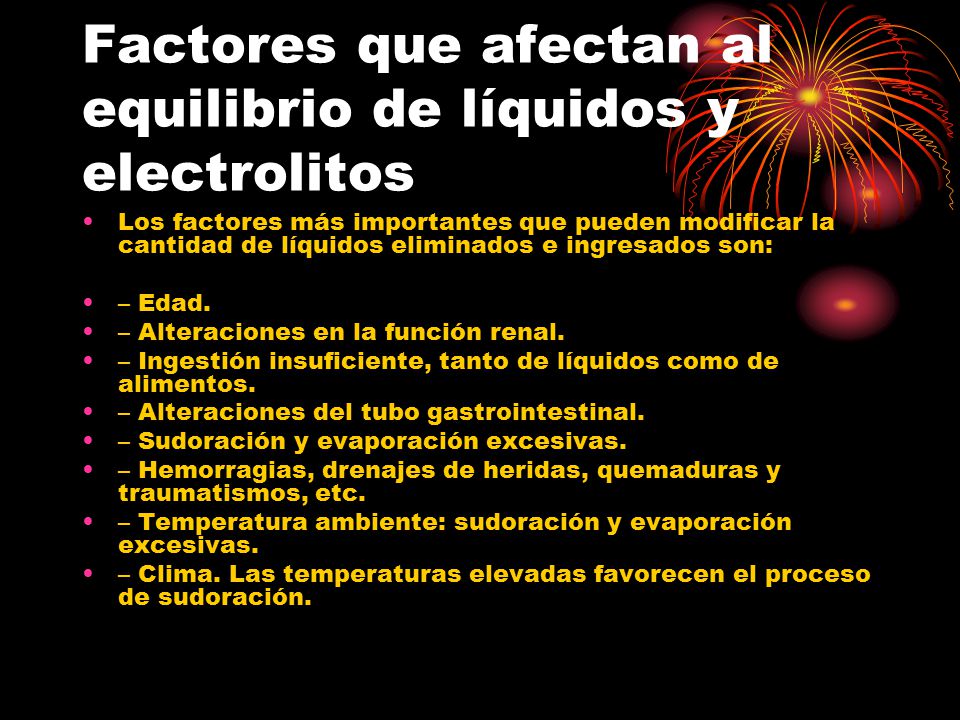 Factores que afectan al equilibrio de líquidos y electrolitos