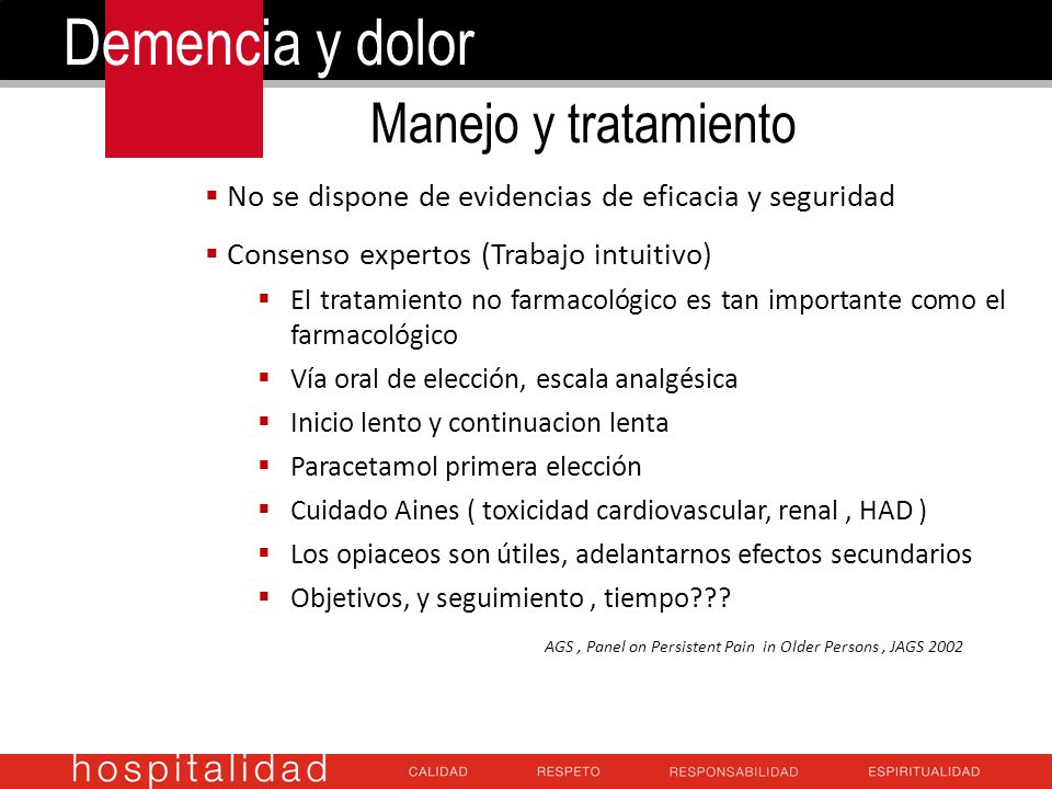 Demencia y dolor Manejo y tratamiento