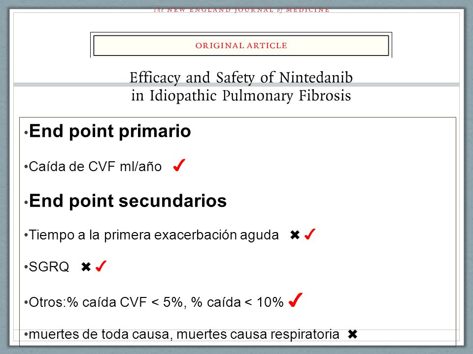 End point primario End point secundarios Caída de CVF ml/año ✔