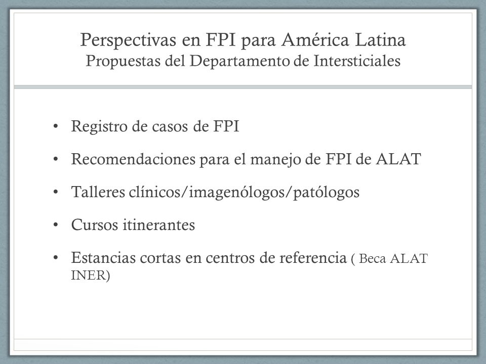 Perspectivas en FPI para América Latina Propuestas del Departamento de Intersticiales