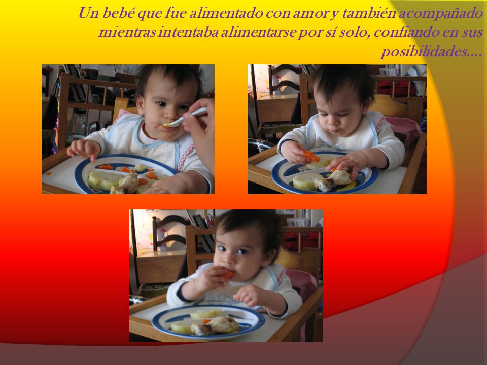 Un bebé que fue alimentado con amor y también acompañado mientras intentaba alimentarse por sí solo, confiando en sus posibilidades….