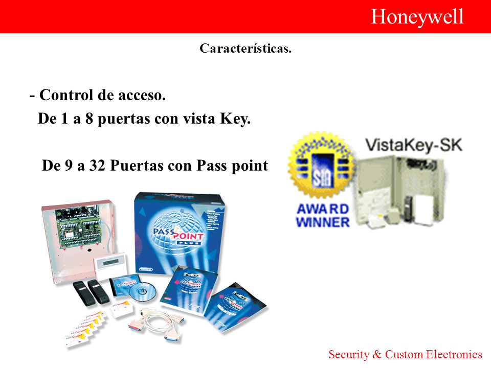 Honeywell - Control de acceso. De 1 a 8 puertas con vista Key.