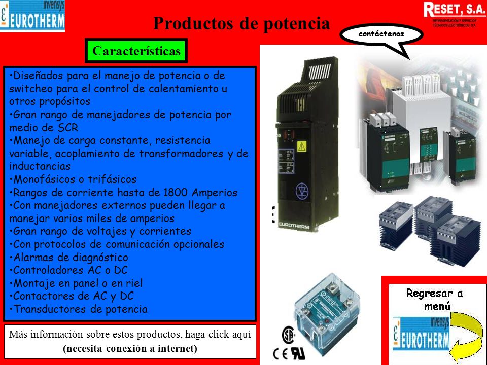 Productos de potencia Características