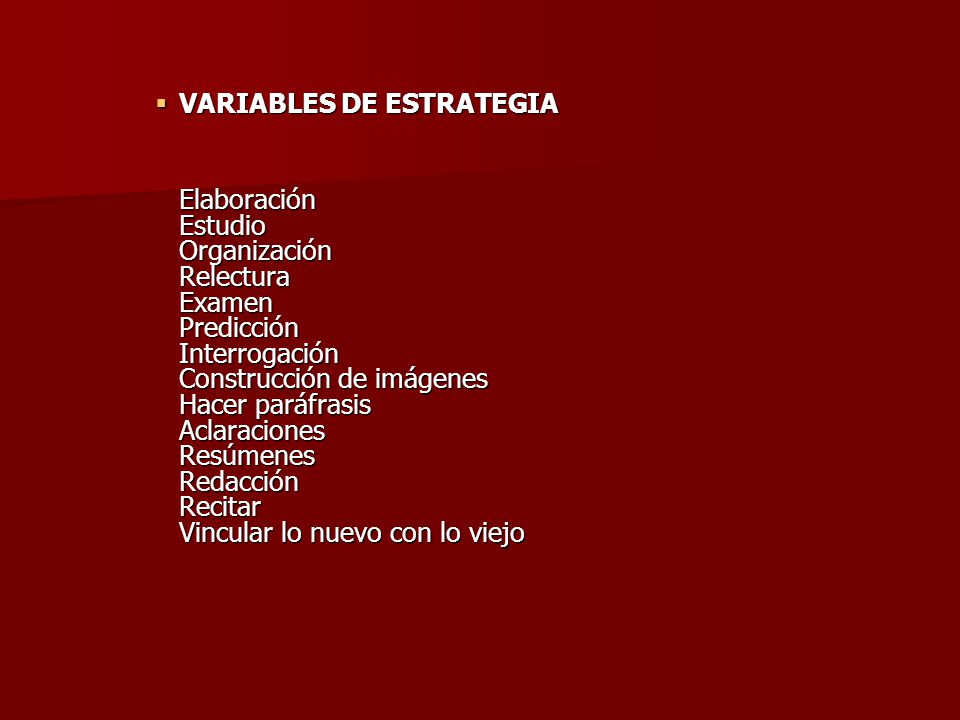 VARIABLES DE ESTRATEGIA