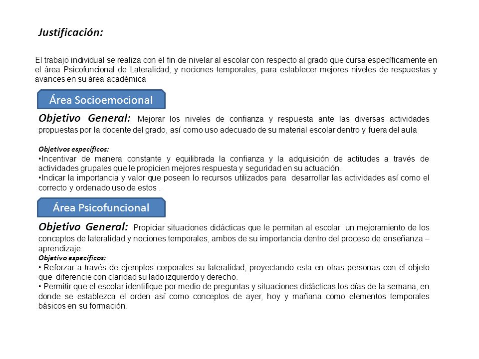 Justificación: Área Socioemocional