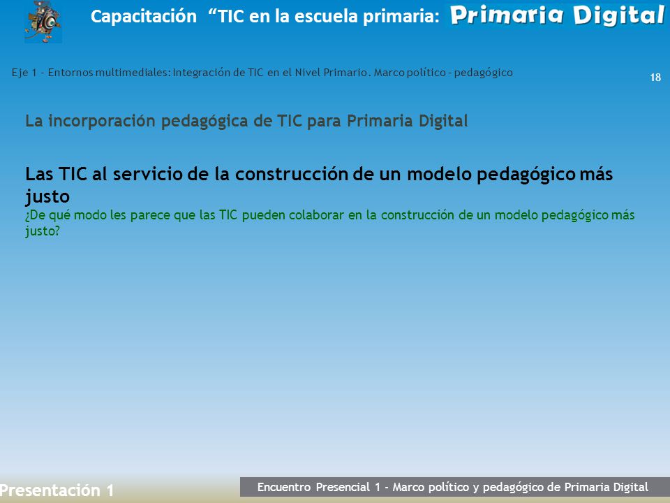 Eje 1 - Entornos multimediales: Integración de TIC en el Nivel Primario. Marco político – pedagógico