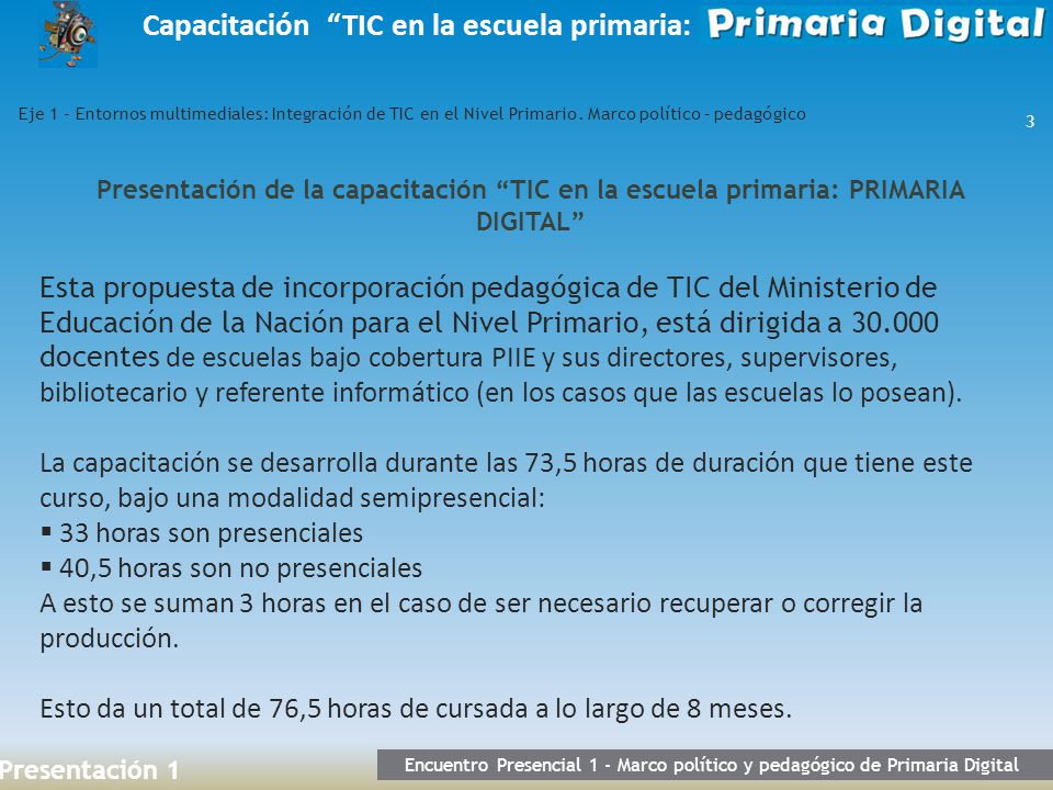 33 horas son presenciales 40,5 horas son no presenciales
