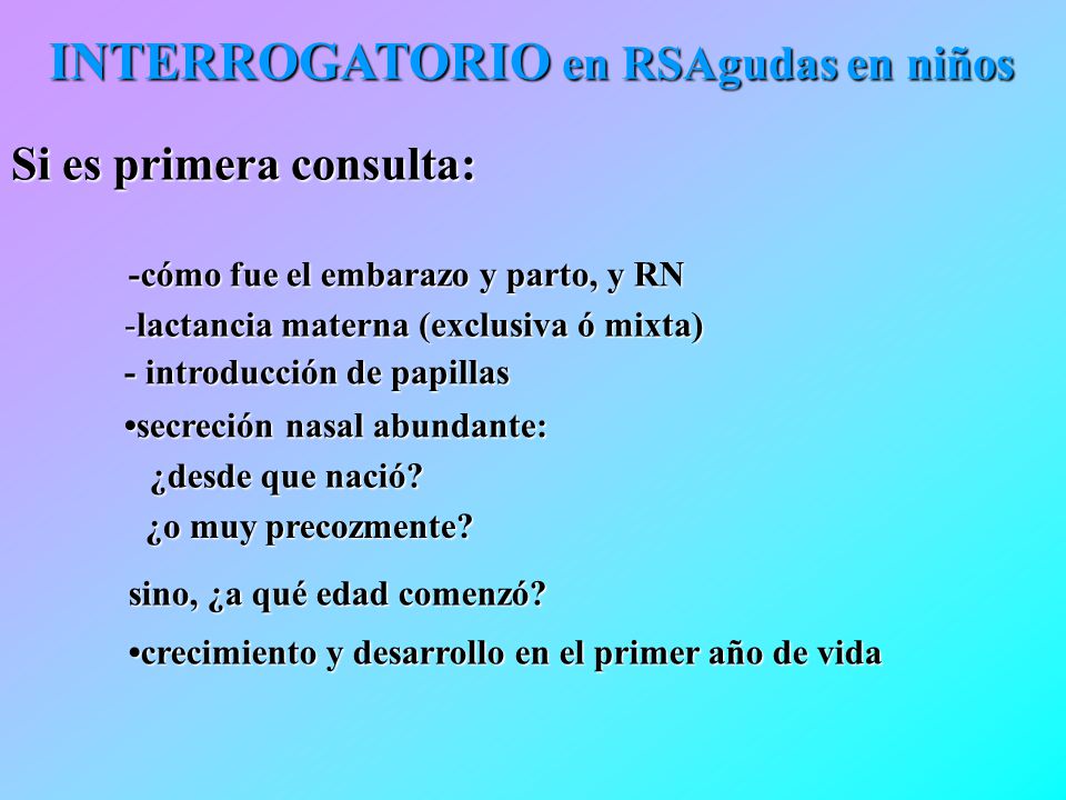 INTERROGATORIO en RSAgudas en niños