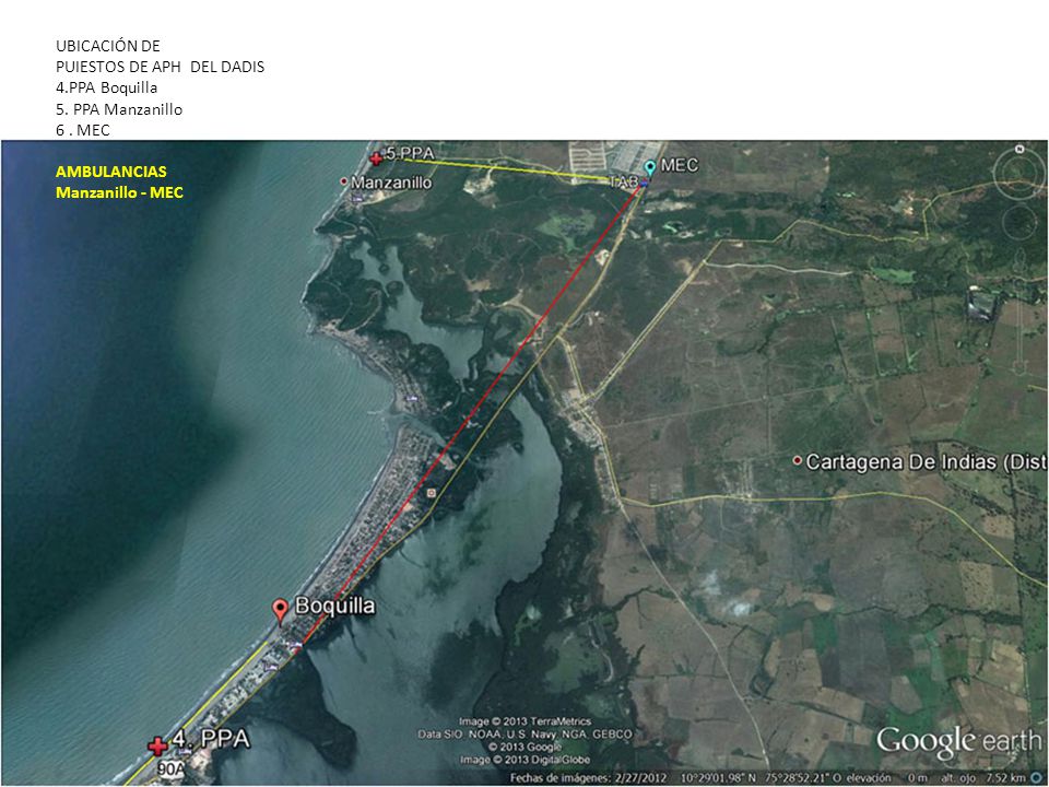 UBICACIÓN DE PUIESTOS DE APH DEL DADIS. 4.PPA Boquilla. 5. PPA Manzanillo. 6 . MEC. AMBULANCIAS.