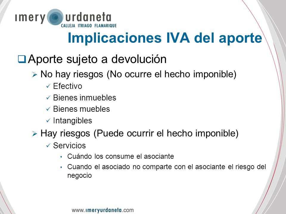 Implicaciones IVA del aporte