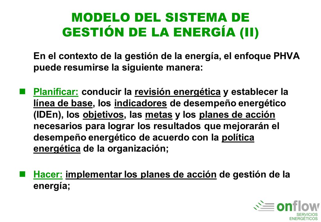 MODELO DEL SISTEMA DE GESTIÓN DE LA ENERGÍA (II)