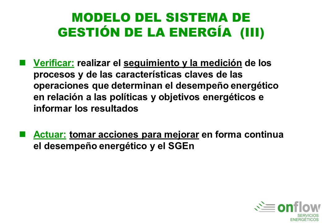 MODELO DEL SISTEMA DE GESTIÓN DE LA ENERGÍA (III)