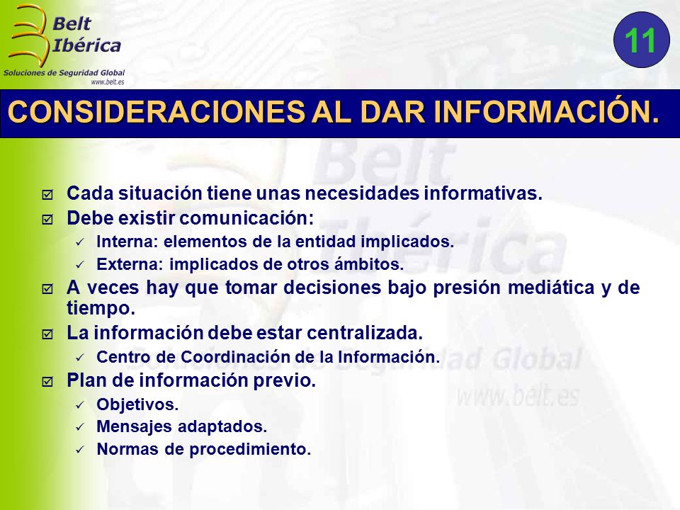 11 CONSIDERACIONES AL DAR INFORMACIÓN.
