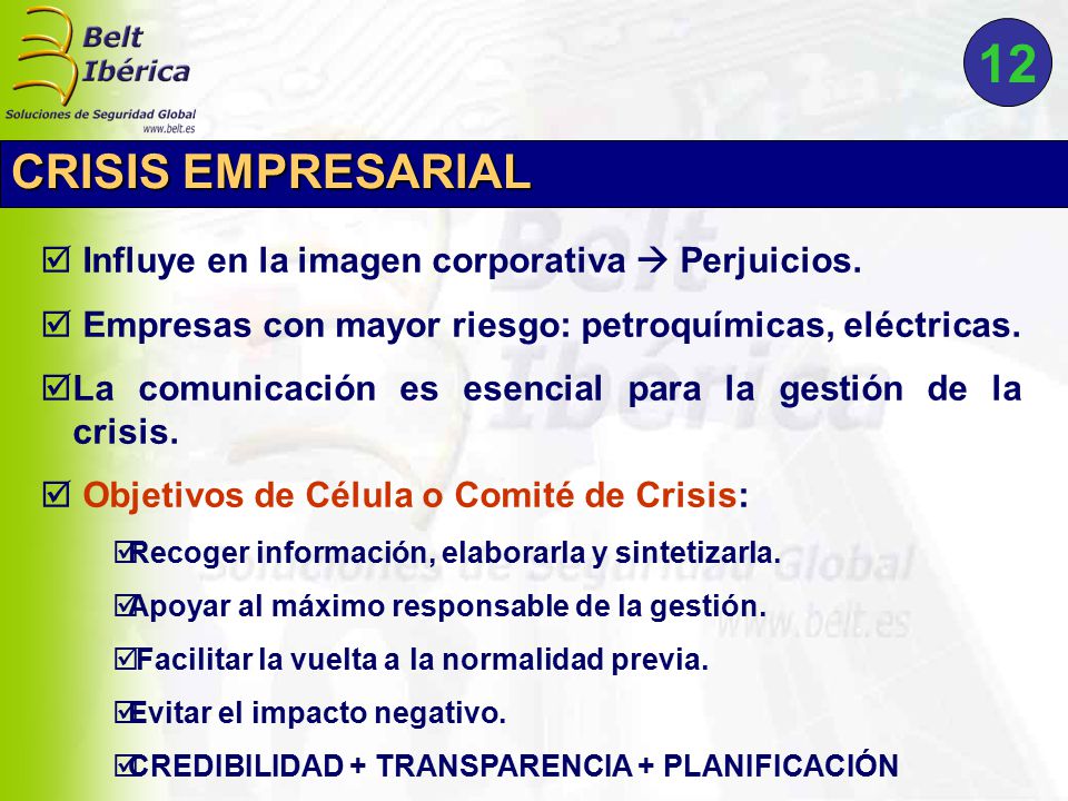 12 CRISIS EMPRESARIAL Influye en la imagen corporativa  Perjuicios.
