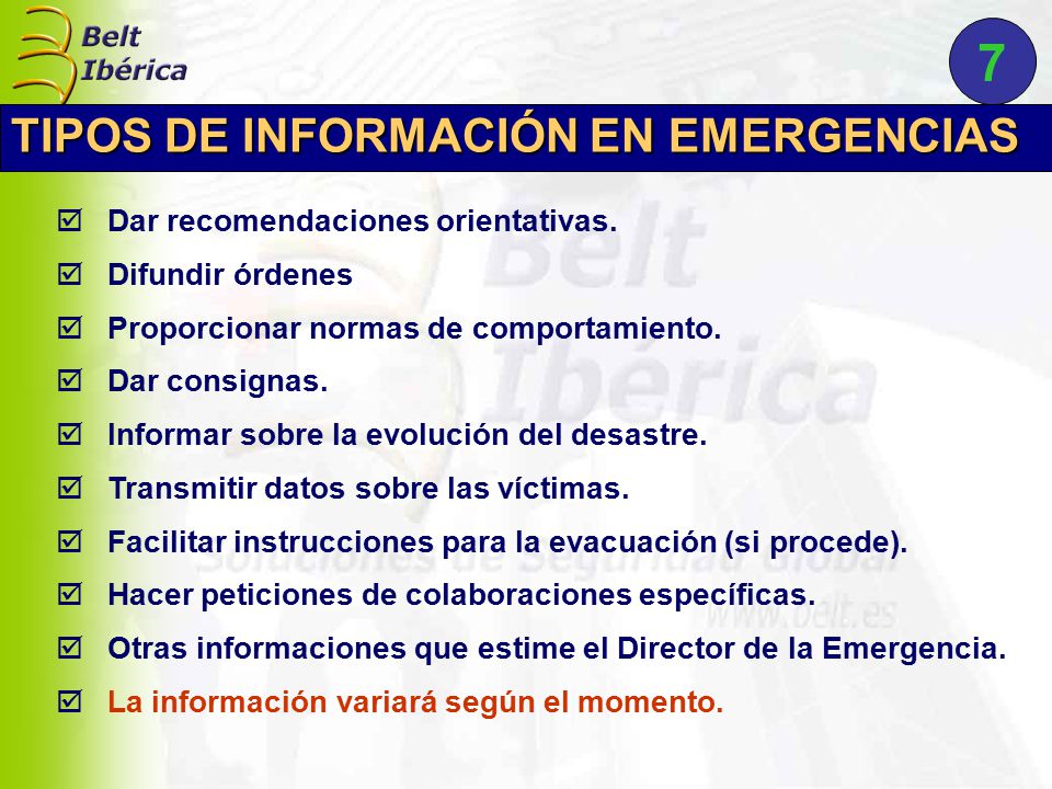 7 TIPOS DE INFORMACIÓN EN EMERGENCIAS