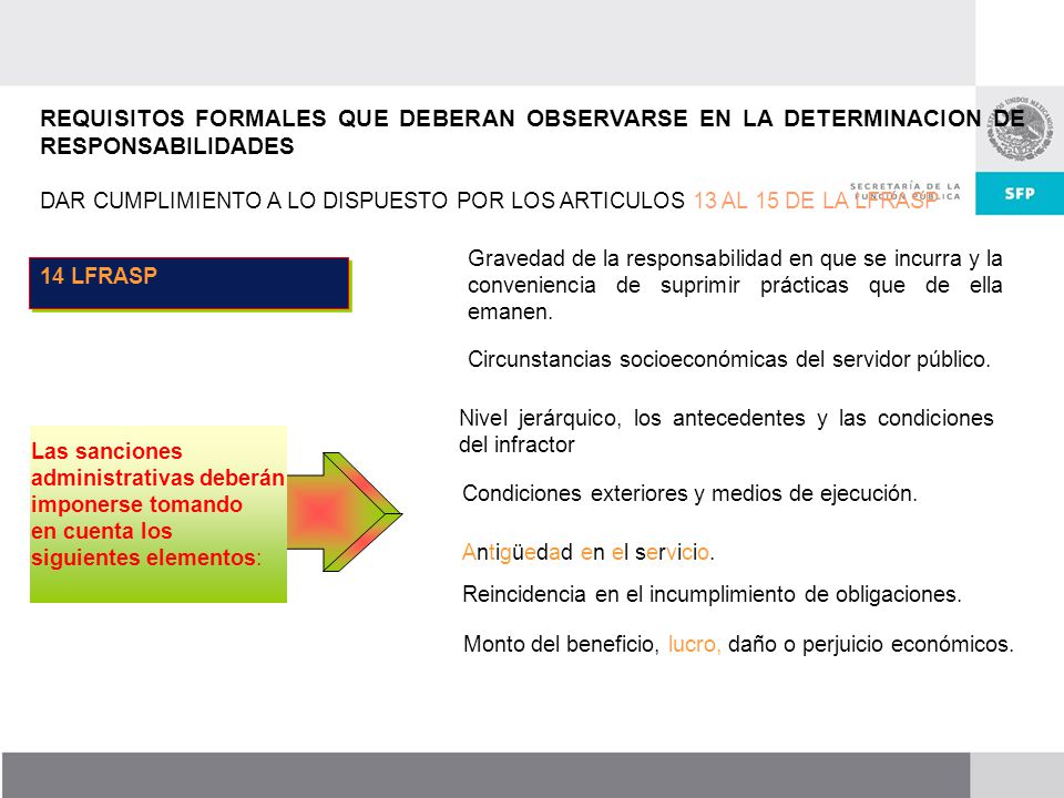 REQUISITOS FORMALES QUE DEBERAN OBSERVARSE EN LA DETERMINACION DE RESPONSABILIDADES