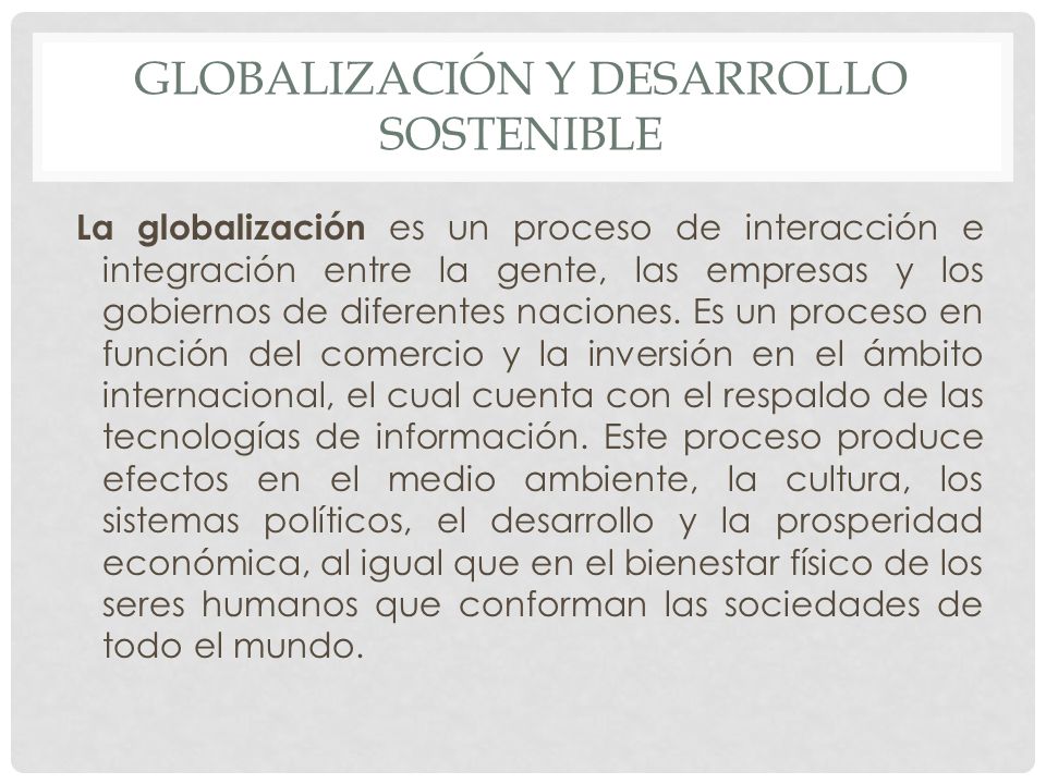 Globalización y desarrollo sostenible